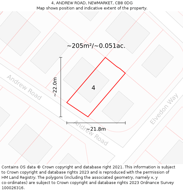 4, ANDREW ROAD, NEWMARKET, CB8 0DG: Plot and title map