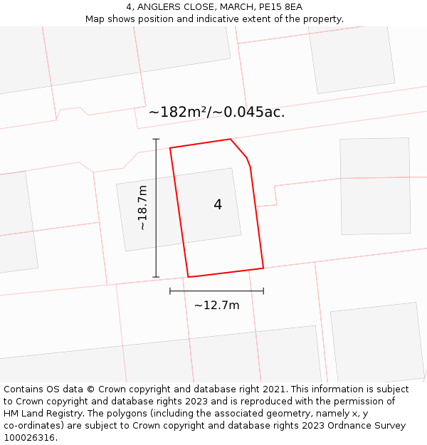 4, ANGLERS CLOSE, MARCH, PE15 8EA: Plot and title map