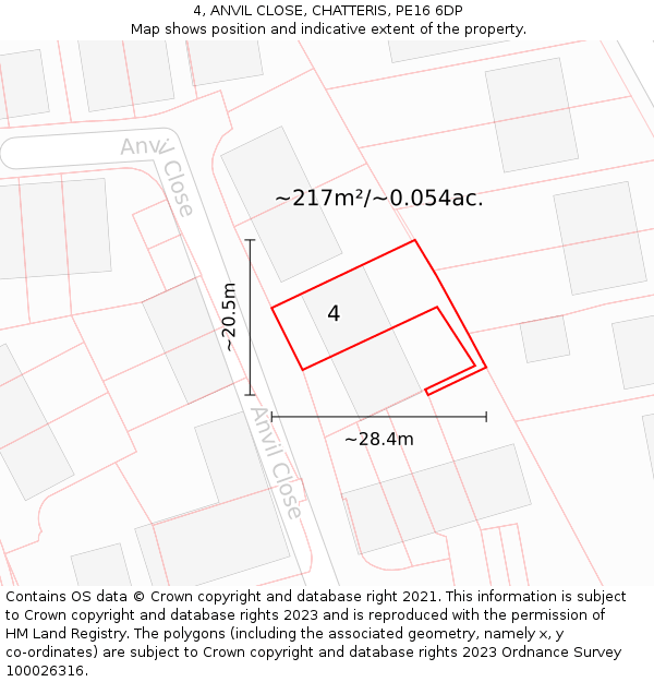 4, ANVIL CLOSE, CHATTERIS, PE16 6DP: Plot and title map