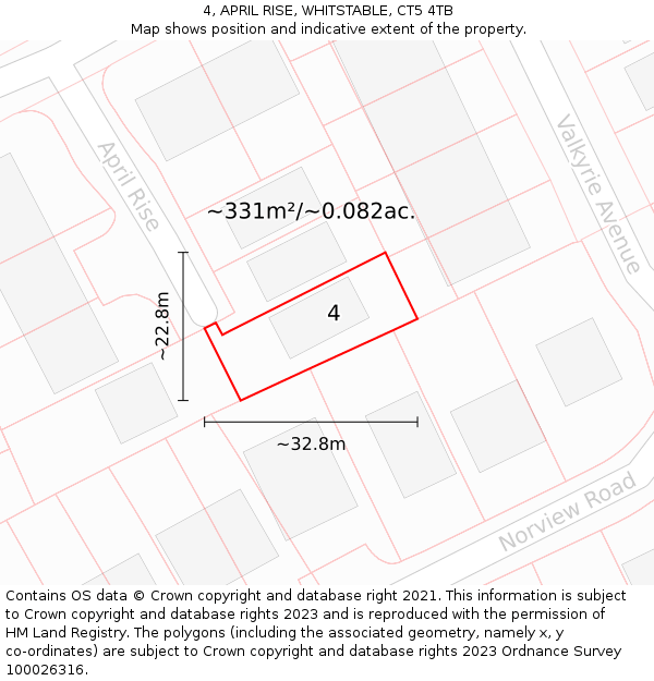4, APRIL RISE, WHITSTABLE, CT5 4TB: Plot and title map