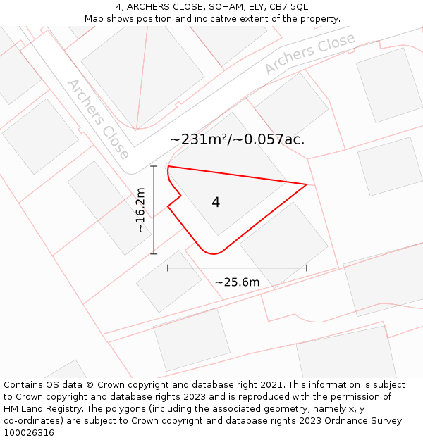 4, ARCHERS CLOSE, SOHAM, ELY, CB7 5QL: Plot and title map