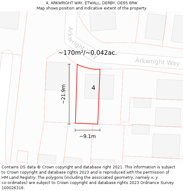 4, ARKWRIGHT WAY, ETWALL, DERBY, DE65 6RW: Plot and title map
