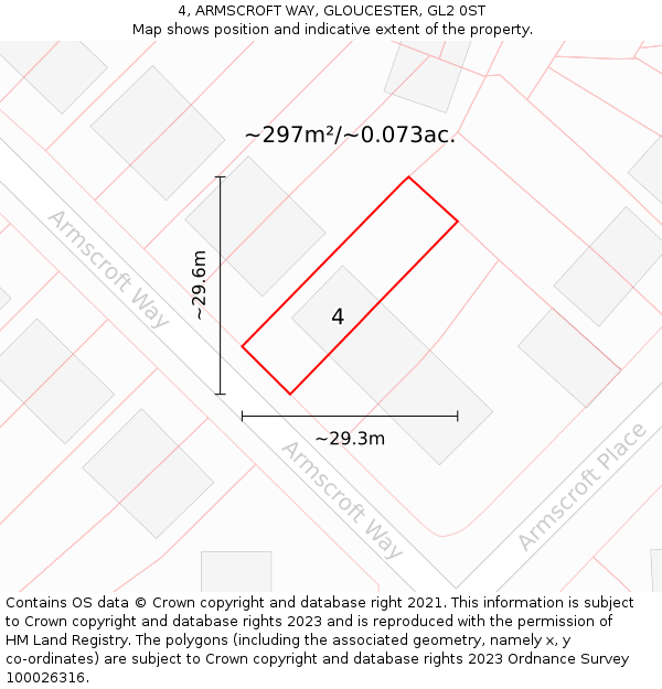 4, ARMSCROFT WAY, GLOUCESTER, GL2 0ST: Plot and title map
