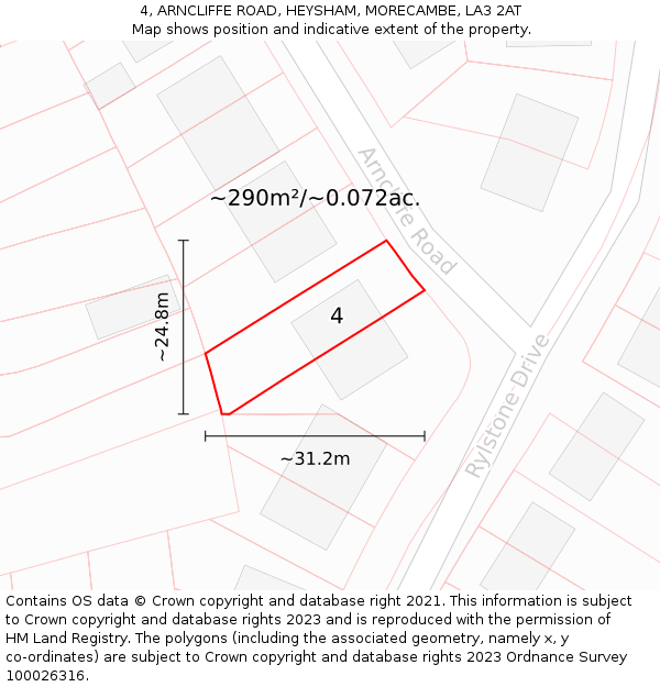4, ARNCLIFFE ROAD, HEYSHAM, MORECAMBE, LA3 2AT: Plot and title map