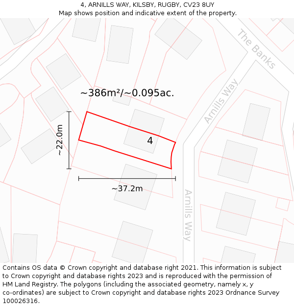 4, ARNILLS WAY, KILSBY, RUGBY, CV23 8UY: Plot and title map