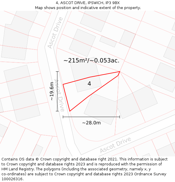 4, ASCOT DRIVE, IPSWICH, IP3 9BX: Plot and title map