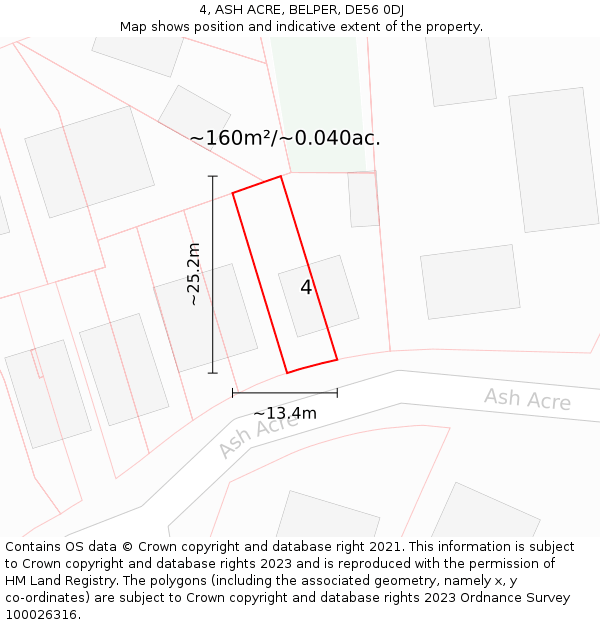 4, ASH ACRE, BELPER, DE56 0DJ: Plot and title map