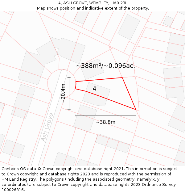 4, ASH GROVE, WEMBLEY, HA0 2RL: Plot and title map