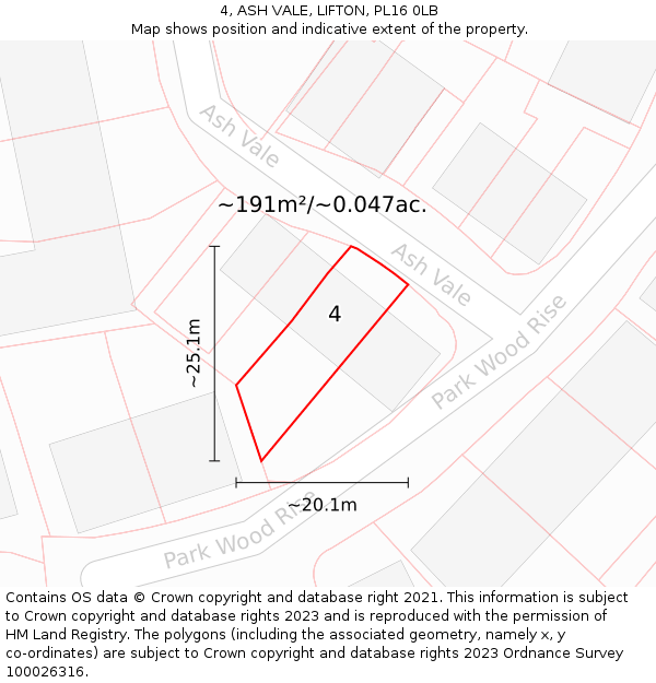 4, ASH VALE, LIFTON, PL16 0LB: Plot and title map