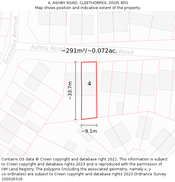 4, ASHBY ROAD, CLEETHORPES, DN35 9PG: Plot and title map