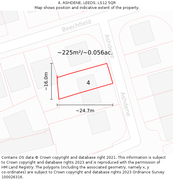 4, ASHDENE, LEEDS, LS12 5QR: Plot and title map