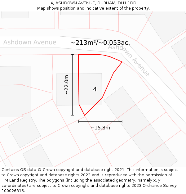 4, ASHDOWN AVENUE, DURHAM, DH1 1DD: Plot and title map
