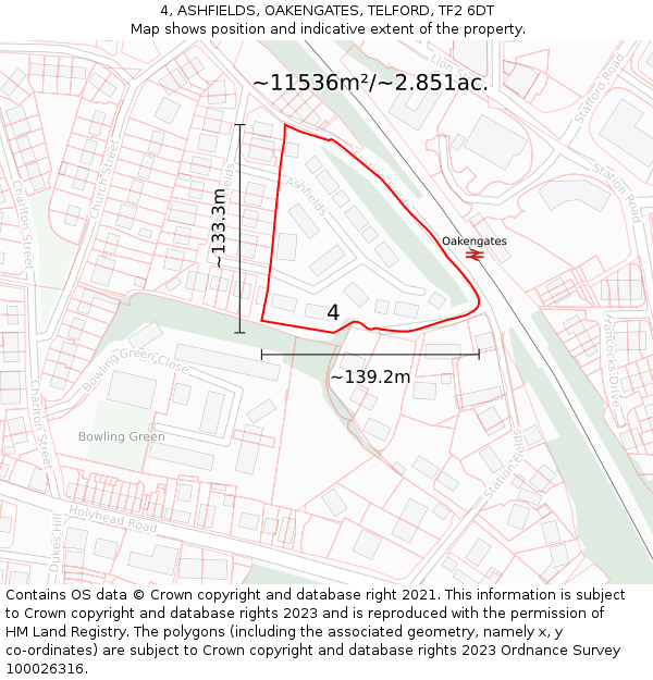 4, ASHFIELDS, OAKENGATES, TELFORD, TF2 6DT: Plot and title map