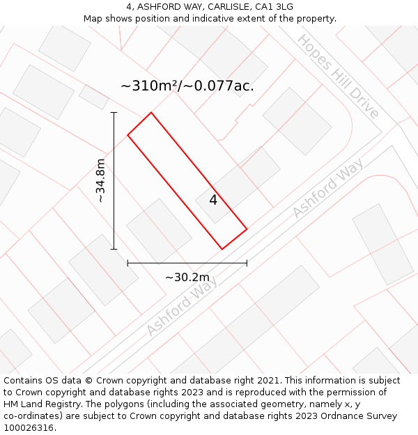 4, ASHFORD WAY, CARLISLE, CA1 3LG: Plot and title map