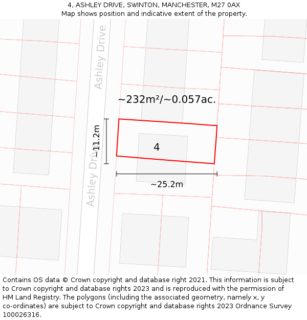 4, ASHLEY DRIVE, SWINTON, MANCHESTER, M27 0AX: Plot and title map
