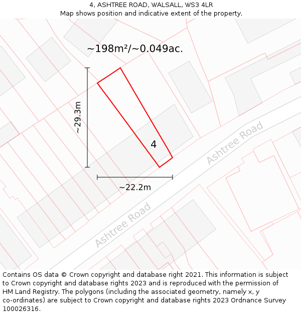 4, ASHTREE ROAD, WALSALL, WS3 4LR: Plot and title map