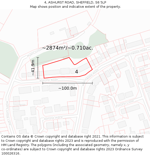 4, ASHURST ROAD, SHEFFIELD, S6 5LP: Plot and title map