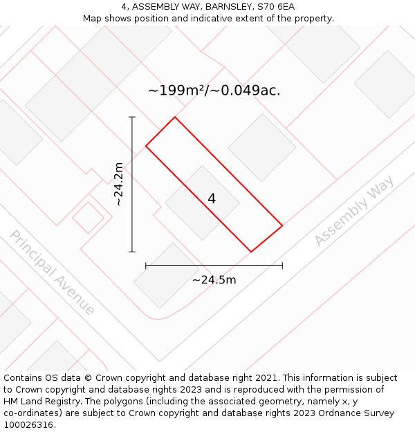 4, ASSEMBLY WAY, BARNSLEY, S70 6EA: Plot and title map