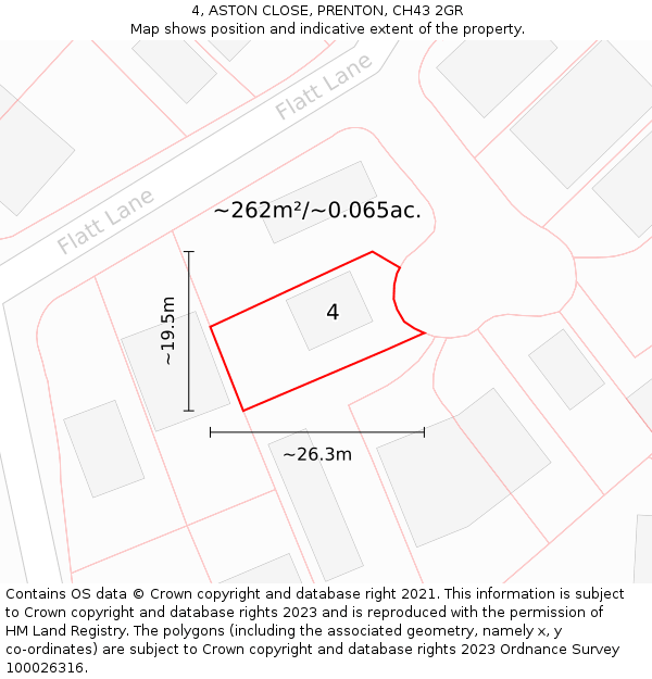 4, ASTON CLOSE, PRENTON, CH43 2GR: Plot and title map