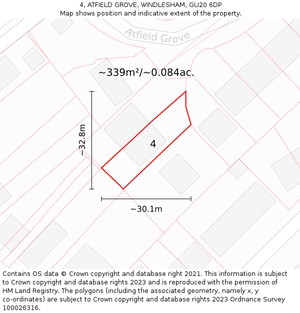4, ATFIELD GROVE, WINDLESHAM, GU20 6DP: Plot and title map
