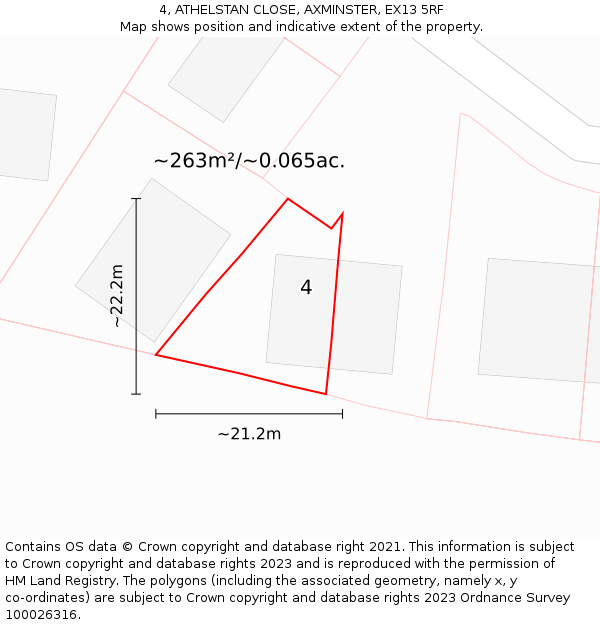 4, ATHELSTAN CLOSE, AXMINSTER, EX13 5RF: Plot and title map