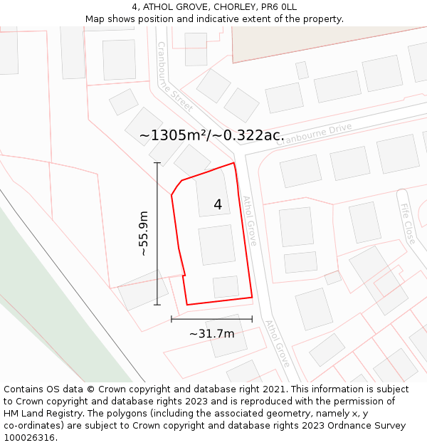 4, ATHOL GROVE, CHORLEY, PR6 0LL: Plot and title map
