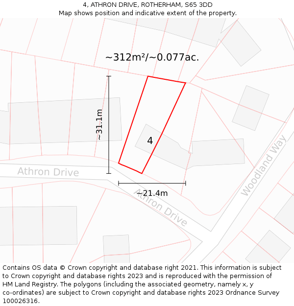 4, ATHRON DRIVE, ROTHERHAM, S65 3DD: Plot and title map