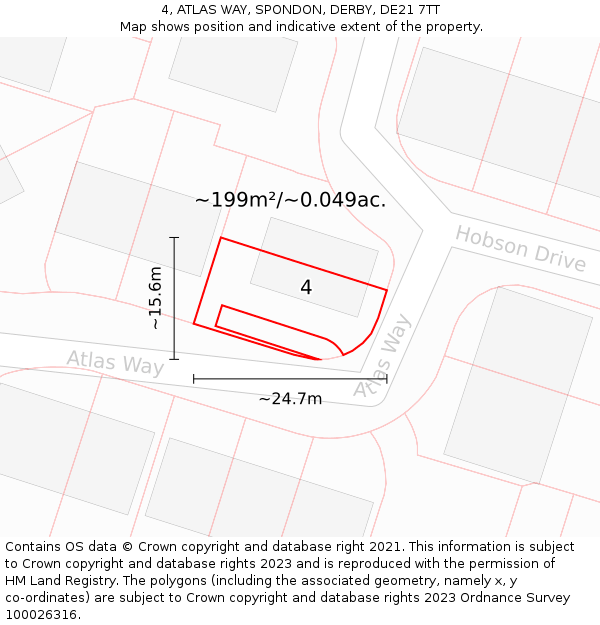 4, ATLAS WAY, SPONDON, DERBY, DE21 7TT: Plot and title map