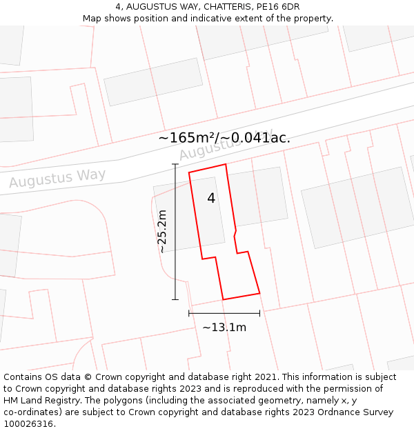 4, AUGUSTUS WAY, CHATTERIS, PE16 6DR: Plot and title map