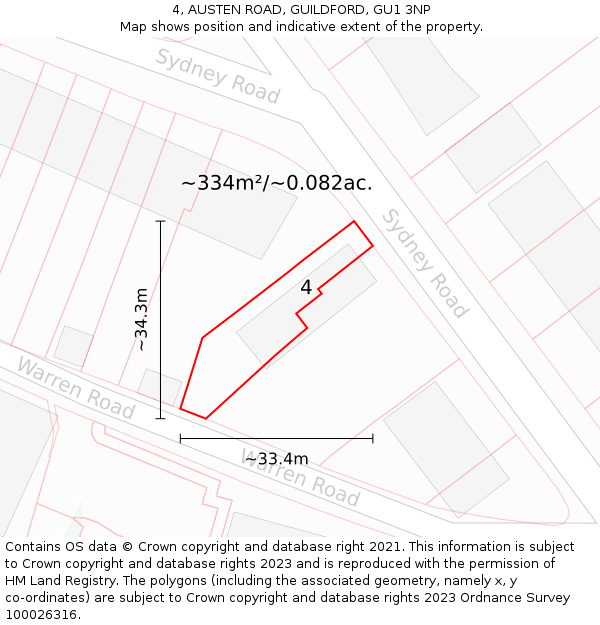 4, AUSTEN ROAD, GUILDFORD, GU1 3NP: Plot and title map