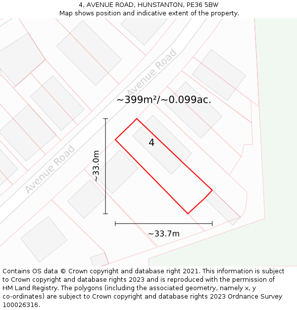 4, AVENUE ROAD, HUNSTANTON, PE36 5BW: Plot and title map