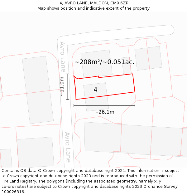 4, AVRO LANE, MALDON, CM9 6ZP: Plot and title map