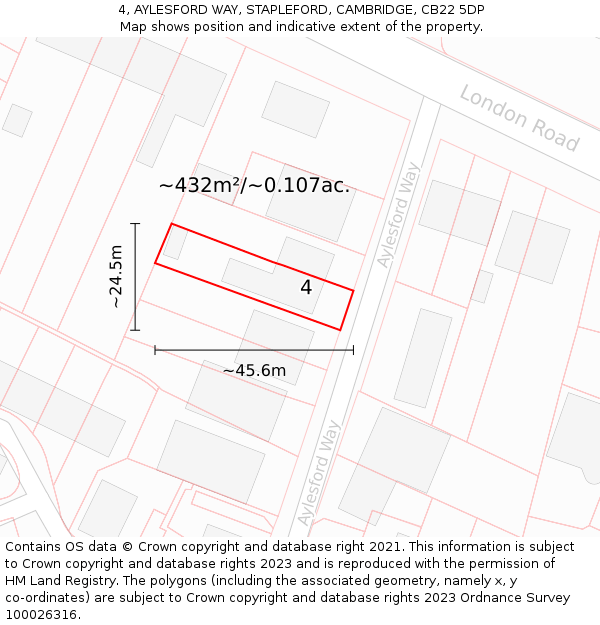 4, AYLESFORD WAY, STAPLEFORD, CAMBRIDGE, CB22 5DP: Plot and title map