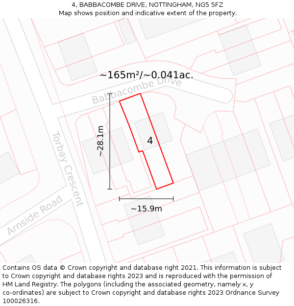 4, BABBACOMBE DRIVE, NOTTINGHAM, NG5 5FZ: Plot and title map