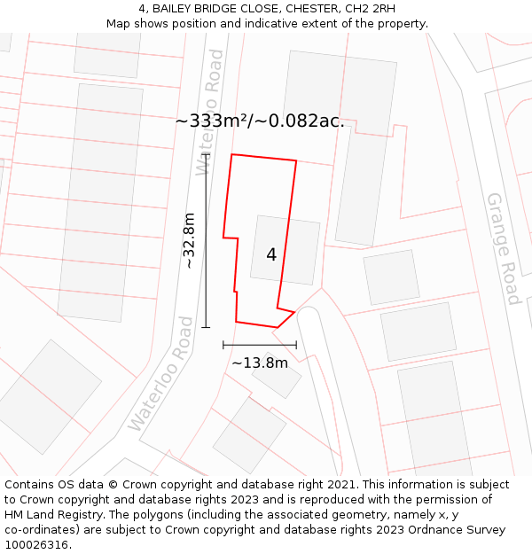 4, BAILEY BRIDGE CLOSE, CHESTER, CH2 2RH: Plot and title map