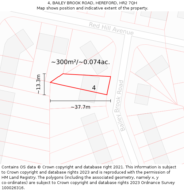 4, BAILEY BROOK ROAD, HEREFORD, HR2 7QH: Plot and title map
