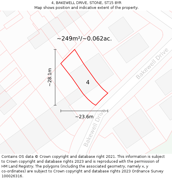 4, BAKEWELL DRIVE, STONE, ST15 8YR: Plot and title map