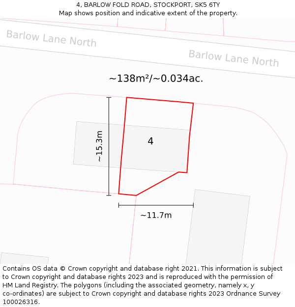4, BARLOW FOLD ROAD, STOCKPORT, SK5 6TY: Plot and title map