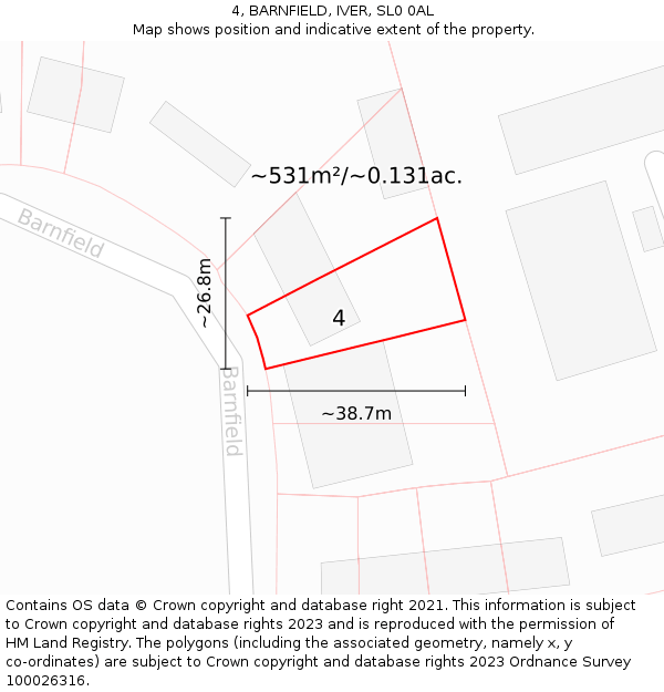 4, BARNFIELD, IVER, SL0 0AL: Plot and title map