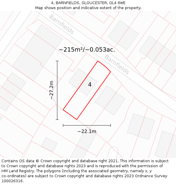 4, BARNFIELDS, GLOUCESTER, GL4 6WE: Plot and title map