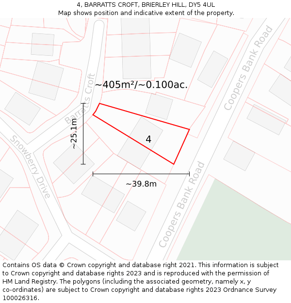 4, BARRATTS CROFT, BRIERLEY HILL, DY5 4UL: Plot and title map