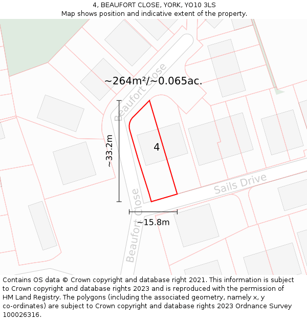 4, BEAUFORT CLOSE, YORK, YO10 3LS: Plot and title map