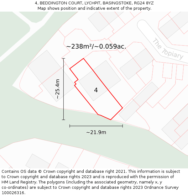 4, BEDDINGTON COURT, LYCHPIT, BASINGSTOKE, RG24 8YZ: Plot and title map