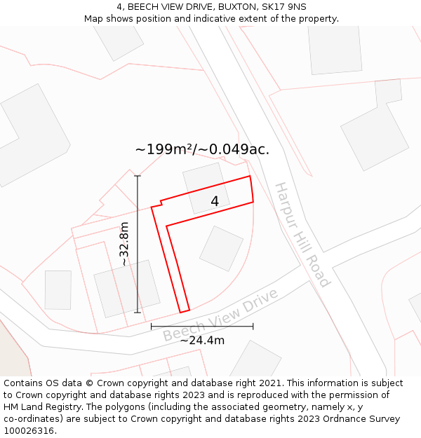 4, BEECH VIEW DRIVE, BUXTON, SK17 9NS: Plot and title map