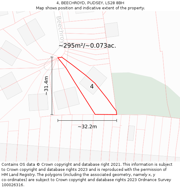 4, BEECHROYD, PUDSEY, LS28 8BH: Plot and title map