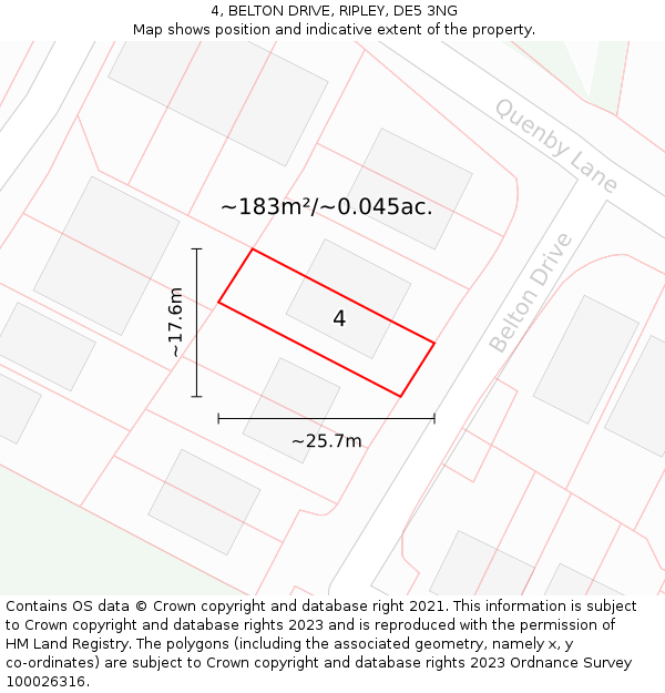 4, BELTON DRIVE, RIPLEY, DE5 3NG: Plot and title map