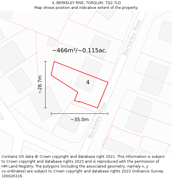 4, BERKELEY RISE, TORQUAY, TQ2 7LD: Plot and title map