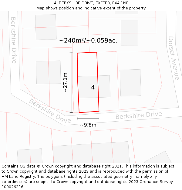4, BERKSHIRE DRIVE, EXETER, EX4 1NE: Plot and title map
