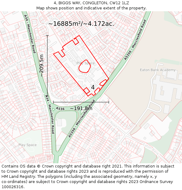 4, BIGGS WAY, CONGLETON, CW12 1LZ: Plot and title map