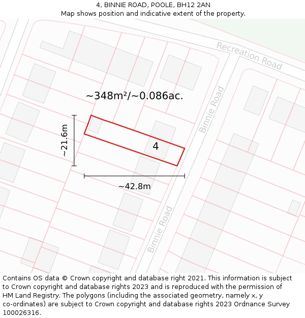 4, BINNIE ROAD, POOLE, BH12 2AN: Plot and title map
